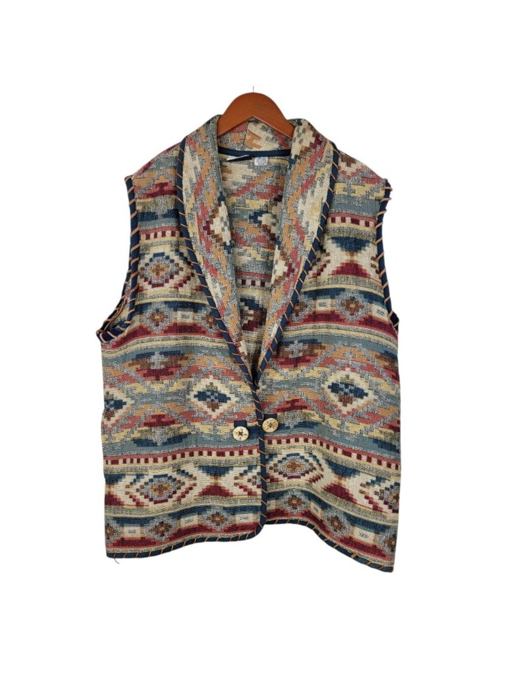 Vintage Vest Plus 18/20 2X Art To Wear Bohemian Boho Aztec Southwest Rancher